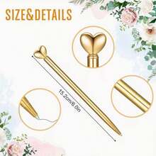 1pc Or 3pcs Gold Heart-Shaped Retractable Metal Ballpoint Pen, Elegant Creative Cute Black Ink Pen, Exquisite Writing Tool Suitable For Weddings, Engagements, Valentine's Day And Other Occasions - A - View 4