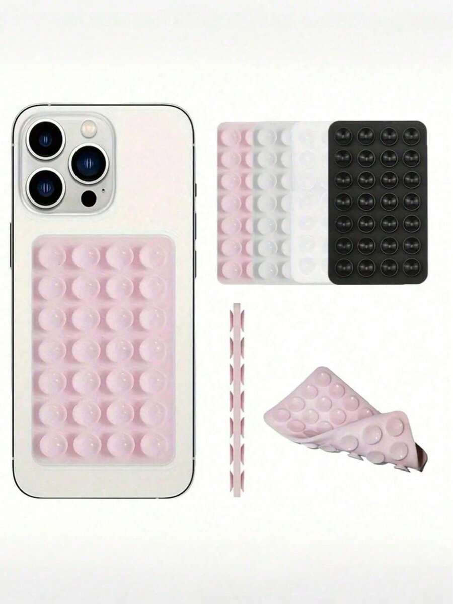 1pc Silicone Phone Sticky Grip Handle, Suction Phone Case Stand, Hands-Free Sticky Phone Handle For Selfie And Video, Mobile Finger Grip Stand - 彩色 - 查看 1