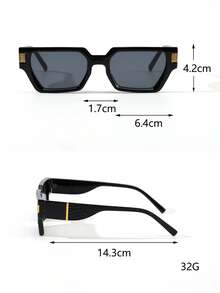 1 Pair Men's Rectangular Crocodile Grain Retro Versatile Street Style Fashion Glasses, Suitable For Beach & Vacation - Multicolor - View 5