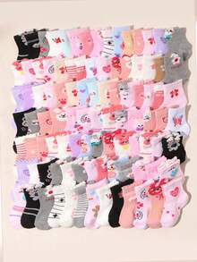 10 đôi tất dài đến bắp chân cho bé và trẻ em, nhiều họa tiết hoạt hình (Gấu / Trái tim / Sọc / Họa tiết động vật), mềm mại và thoáng khí, viền ren dễ thương, chống trượt, thoải mái cho trẻ nhỏ, thích hợp mặc hàng ngày vào mùa hè, đa năng cho du lịch, dự tiệc, trang phục thường ngày, món quà tuyệt vời cho trẻ sơ sinh và trẻ em. - Nhiều màu - Xem 6