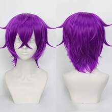 Karida 14-Inch Synthetic Fiber Cosplay Wig With Bangs, Layered Straight Hair, Unisex Cosplay Wig, High Density, Natural-Looking Cosplay Wig For Men And Women
