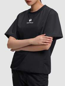 HOTSUIT 女士桑拿服，吸汗桑拿上衣，减肥运动跑步短袖衫 - 黑色 - 查看 6