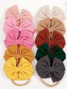 10件套柔软女婴发带，女孩蝴蝶结头巾，蝴蝶结发饰套装 - 彩色 - 查看 13