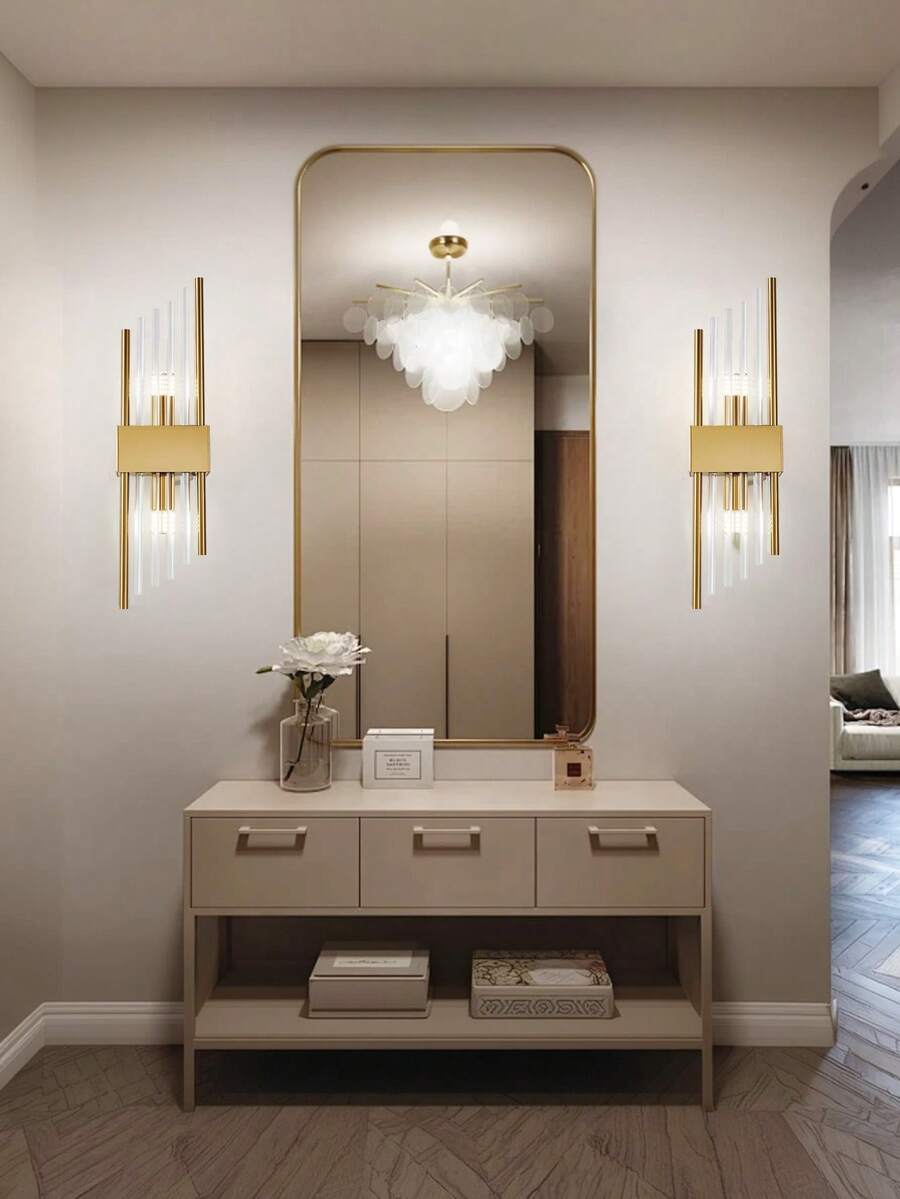 1盏/2盏金色/黑色水晶壁灯，不锈钢灯体，含免费G9灯泡。优雅的卧室灯或精致的客厅灯具，适用于客厅、卧室和走廊装饰。 - 彩色 - 查看 1