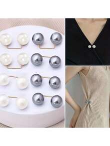 2pcs Pearl Denim Buttons, Anti-Slip Brooch Pins, Anti-Slip Shoe Clips, Pants Length Adjusters - Multicolor - View 5