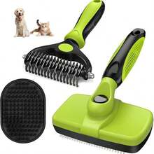 3pcs Pet Grooming Kit - Dog Detangling Brush, Deshedding Brush, Massage Grooming Glove For Dogs & Cats