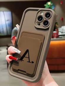 1pc Dopamine Gradient Letter A Shaped Phone Case, Soft Silicone Protective Cover, Cute Cartoon Design, Suitable Compatible With Iphone 16/17 Pro Max, Honor X7/Galaxy A56 5G/Infinix Smart 8/Infinix Hot 40/ Spark 30C/Spark Go 2024/Redmi Note 14 5G/ Moto E22/E22i/OPPO A54 - Brown - View 2