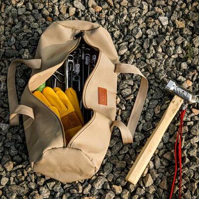 1pc Oxford Cloth Camping Tool Storage Bag – Round Cylinder Organizer For Tent Pegs And Camping Accessories