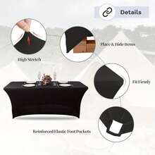 1 pieza Mantel rectangular de poliéster, material de tela elástica, ajuste apretado y resistente a las arrugas, lavable a mano y a máquina, adecuado para boda, cumpleaños, feria comercial y decoración de eventos, mantel de banquete de unicolor - Multicolor - Ver 7