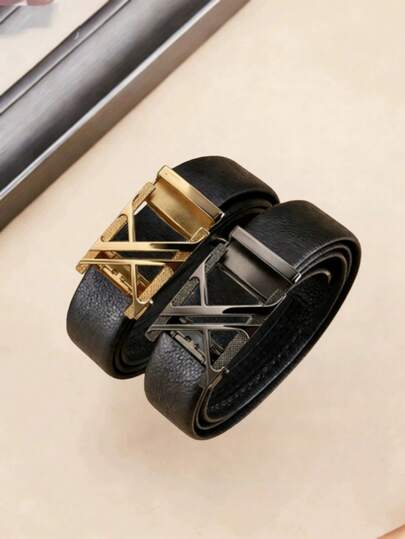 Cinturón de hebilla automática de aleación versátil para hombres, adecuado para todas las estaciones, ocasiones formales, uso casual, deportes al aire libre, longitud ajustable, diseño impreso, de moda