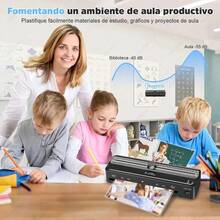 Laminadora caliente/fría A4, laminadora 6 en 1 con película de 300 mm y cortador, cortador de esquinas, perforadora, precalentamiento de 60 segundos, 320 mm/min, 55 dB, A4/A5/A6/A7/3R/2R, adecuada para uso doméstico o de oficina. - por defecto - Ver 7