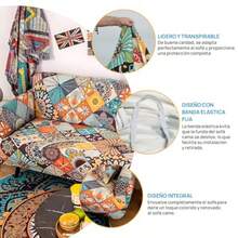 Funda para Sillonescon Funda de Almohada Funda de Sofa 3 Plazas Cubre Sillones Sala Ajustables Sofa Cover 360° Cobertura Funda para Sofá de Supersuave y Elástica Lavable a máquina - Bohemia - Ver 4