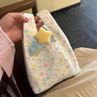 SANRIO 可爱猫咪手腕包，猫咪手提午餐/便当盒包，大容量便携化妆包，女士必备户外收纳包