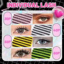 200 racimos de pestañas segmentadas para estilos DIY, 10 filas de pestañas individuales rizada coqueta, densidad ajustable - D - Ver 4