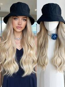 26-Inch Long Curly Synthetic Wig With Integrated Bucket Hat, Suitable For Women's Daily Wear. - Multicolor - View 12
