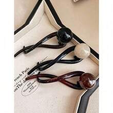 1/2pcs Retro Coffee Pearl Twist Hair Clips, Elegant Hair Accessories For Women, Simple Graceful Styling Clips Perfect For Spring & Summer, Versatile For Daily Wear & Office Commute, Chic Hair Barrettes To Elevate Hairstyles - 彩色 - 查看 3