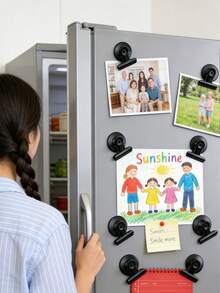 1pc Stainless Steel Round Head Clip, Metal Fridge Magnet, Heavy Duty Magnetic Clamp, Detailed List Displays Fasteners, Suitable For Home And Kitchen, Birthday