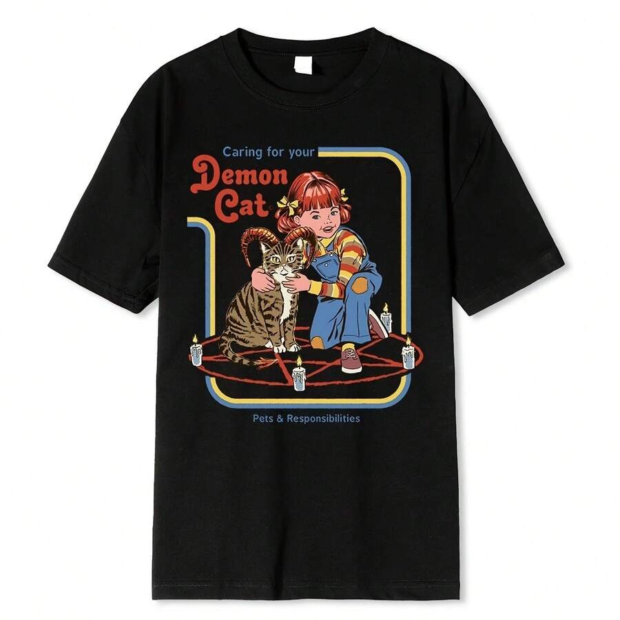 Horror Comic Series Sell Your Soul Economics For Children Men Tshirts T Shirts Loose Cotton Tee Clothing Street T-Shirt 428211 - 黑色10 - 查看 1