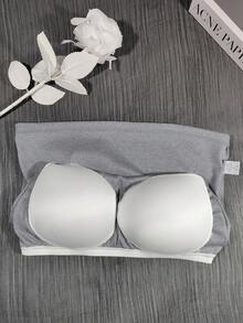 女士休闲灰色无袖背心，针织吊带衫，带胸垫，荷叶边下摆性感短款背心，简约运动健身服 - 灰色 - 查看 10