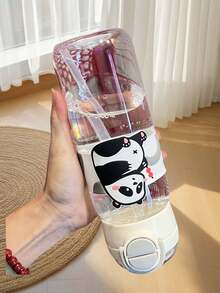 2026 Taza de plástico portátil a prueba de golpes, estilo coreano minimalista y linda taza de té resistente al calor para estudiantes, verano - transparente - Ver 5