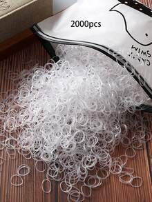 2000/100pcs Disposable Elastic Fashion Headbands For Women, Elastic Hair Ties Won't Damage Ponytail Holders ,Rubber Bands ,Scrunchies ,Hair Rope - White - View 8