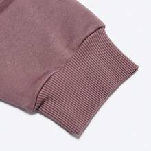 Adidas 男士休闲连帽针织卫衣，带抓绒内衬，适合春秋季穿着，IT3766 - 暗灰紫粉 - 查看 4