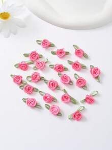 50pcs Polyester Leaf Rose Flowers, Handmade DIY Craft Decorative Small Flower Petals, Hair Accessory Bowknot Decors, Clothing Sewing Supplies - Multicolor - View 30
