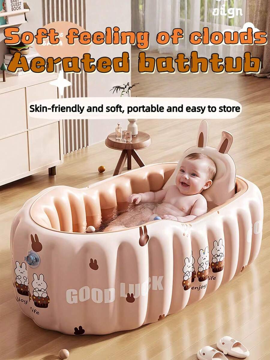1个婴儿充气浴缸，可折叠室内浴缸，适合幼儿，可坐可躺 - 彩色 - 查看 1