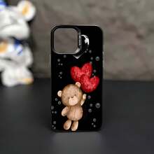 Estuche para teléfono con osito de peluche con corazones y burbujas Compatible con fundas para teléfonos   17  17 Pro  16 Pro Max  15 Pro Max  14 y  13 Hecho de material TPU duradero, resistente a caídas y elegante Un regalo perfecto para familiares, amigos y seres queridos y un excelente regalo para cumpleaños, San Valentín y Año Nuevo. - Negro - Ver 6