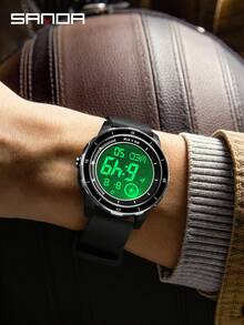 SANDA Jam Tangan Elektronik Pelajar Fashion 2205 Terbaru, Jam Tangan Digital Elektronik LED Multifungsi untuk Olahraga, Tahan Air, dan Hitung Mundur. - Hitam dan Putih - View 3