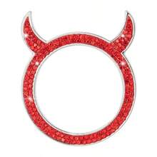 1pc Multi-Color Rhinestone Devil Horn Car Ignition Key Decoration Ring, Rhinestone Decor Car One-Key Start Button Decoration, 3D Devil Horn Quirky Design With Sparkling Rhinestones, Brilliant Shine Under Light - 1pc Devil Horn Starter Key Ring - View 9