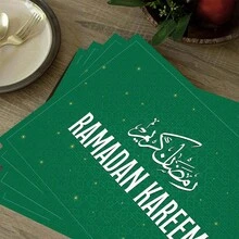 1pc/4pcs/6pcs Arabic Calligraphy & Plaid Pattern Linen Placemats, Ramadan Blessings, Ramadan Gifts, Ramadan Decor, Islamic Holiday Decoration, Suitable For Dining Table, All Seasons, Washable, Home Decor, Table Mats, Coasters, Kitchen Dining Mats, Indoor Outdoor Party Decoration, Ideal Gift - Multicolor - View 8