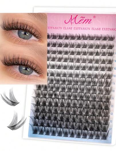 144pcs/Pack High Capacity D-Curl 9-12mm DIY Lash Clusters, Natural Look, Thick & Long, Super Soft & Lightweight, Reusable, Individual Segment False Lashes, Lash Extension Kit, Suitable For Beginners, Travel, Daily Wear, Weddings, Dates, Parties, Holidays, Also Great As Christmas/Halloween/Gift Lash Set