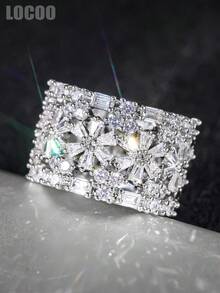 1pc Women's Elegant Square Cubic Zirconia Ring, Suitable For Wedding, Engagement, Anniversary Party, Valentine's Day Gift - 2# - View 6