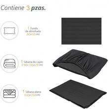 Juego de Sábanas de Microfibra Premium Tipo Satén Suaves y Frescas con Bolsillo Profundo para Cama Individual Matrimonial Queen King Incluye Sábana de Cajón Sábana Plana y Fundas de Almohada - Negro - Ver 7