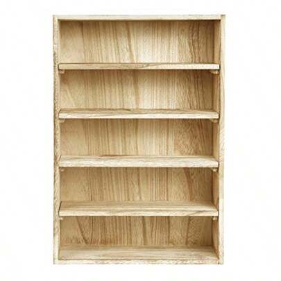 New Wooden Wall-Mounted Display Shelves Rack For Collectibles-FiguresShot Asses Spice Can Cosmetics Or Perfume-5 Adjustable  Shelves Space-Saving Oak Color