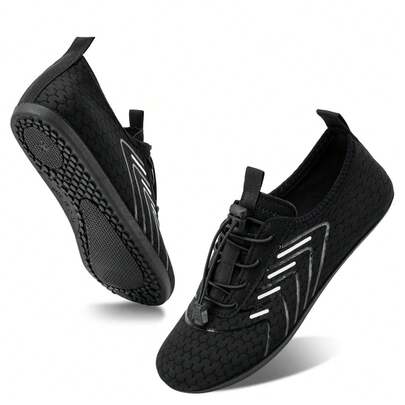 男女通用透气水鞋 - 速干防滑五指水鞋，适合室内健身、举重、瑜伽以及沙滩、游泳、冲浪、徒步等户外活动 - 耐磨橡胶鞋底，系带设计，四季皆宜，沙滩鞋