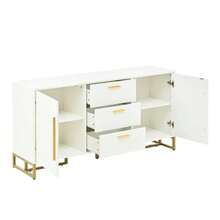 Elegant Black  -Patterned Sideboard With 2 Doors And 3 Drawers, Suitable For The Dining Room, Kitchen And Living Room. - 白色 - 查看 6