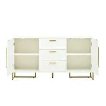 Elegant Black  -Patterned Sideboard With 2 Doors And 3 Drawers, Suitable For The Dining Room, Kitchen And Living Room. - 白色 - 查看 9