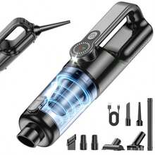 CYAspiradora de Mano 24000PA 2 en 1 Aspiradora para Auto Inalambrica y Portatil con USB Carga Rapida Luz LED y Pantalla Digital para Hogar Carro Oficina Sofas Pelos Mascotas - como en la foto - Ver 1