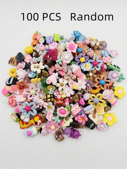 10pcs/20pcs/30pcs/50pcs/100pcs Assorted Resin Cartoon Design Shoe Charms, Fashion Cute Decorative Accessories For Sandals, Slippers, Clogs, DIY Shoes, Birthday Gifts, Party Favors (Random Styles)