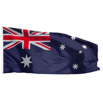 1 st. 3 st. australisk flagga, med livfulla färger och en remdesign utan metallringar. Den kan vikas och hängas på väggen, lämplig för inomhus- och utomhusbruk, heminredning och evenemang. Det är en multifunktionell flagga.