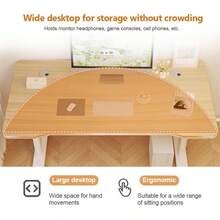 Computer Writing Desk Is Suitable For Home Office Students. Modern Minimalist Style With T-Shaped Metal Bracket PC Wood Is Suitable For Office & Bedroom. - Brown - View 6