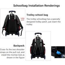 Carrito plegable de aleación de aluminio, carrito para mochila escolar, mochila plegable con ruedas de aluminio, ideal para viajes y uso en el campus. - Negro - Ver 10