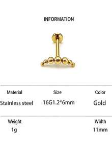 1pc All Stainless Steel Hot 7 Ball Ear Bone Nail Series Earrings Flat Bottom Rod Labret Fashion Piercing Jewelry