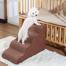 1pc Plush Warm Pet Stair Ramp, Elderly/Small Dog Assistance Ladder, Protect Every Step, Easy Up And Down, Love Lasts Longer. Sofa Bed Dog Steps, Washable Sponge Pet Stairs For Sofa, Bed, Teddy, Small Pets - Coffee Brown - View 5