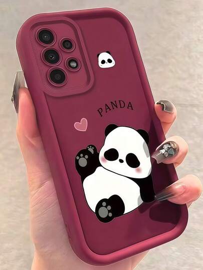 1 st. trappformat ramfodral med dopamin, matt och sött panda-hjärtmönster, helkroppsskyddande fodral, minimalistisk design, söt tecknad stil, lämplig för Honor X7/Galaxy A56 5G/Infinix Smart 8/Infinix Hot 40/Transsion Spark 30C/Spark Go 2024/Redmi Note 14 5G/Moto E22/E22i/OPPO A54