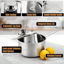 Aufranc Stainless Steel Pots And Pans Set, 6 Piece Nonstick Kitchen Induction Cookware Set, Works With Induction/And Gas Cooktops, Nonstick, Dishwasher - 6-pCS - View 6