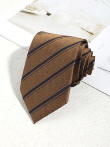 1条男士休闲时尚斜条纹图案优雅领带，适合商务、通勤、旅行、招待、休闲、日常、学校着装 - 彩色 - 查看 2