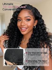 Deep Wave Half Wig Wear And Go Glueless Wigs 22/26 Inch Curly 3 In 1 Half Wigs For Women Drawstring Seamless Wig Beginner Friendly - Multicolor - View 6